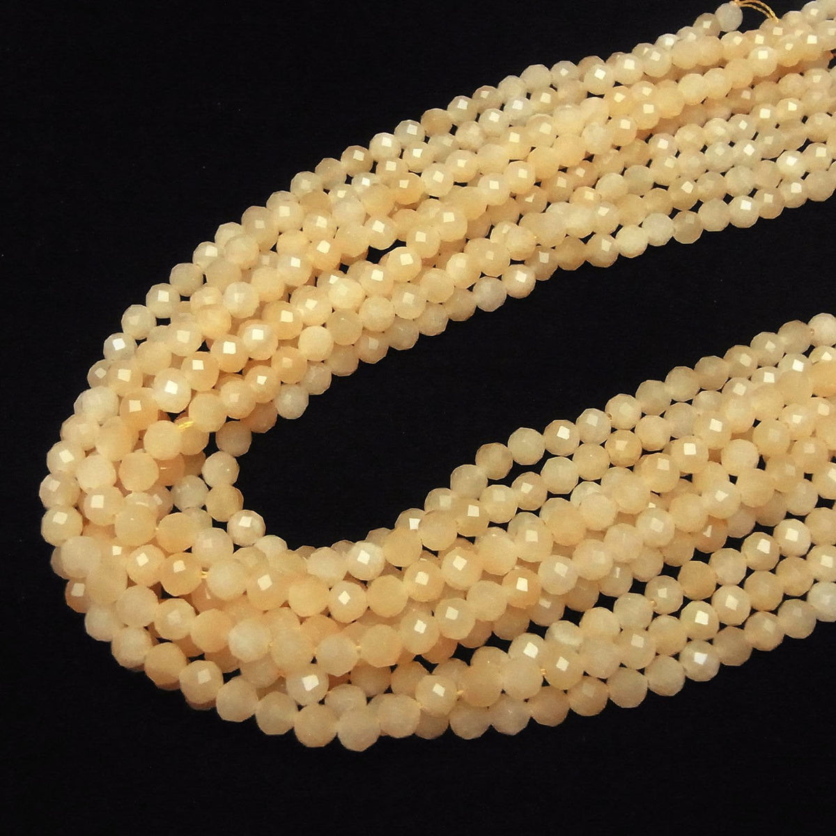 Haute qualité ! Perles de jade jaune à 64 facettes, rondes, 6 mm, 1 fil (environ 15 pouces/37 cm)
