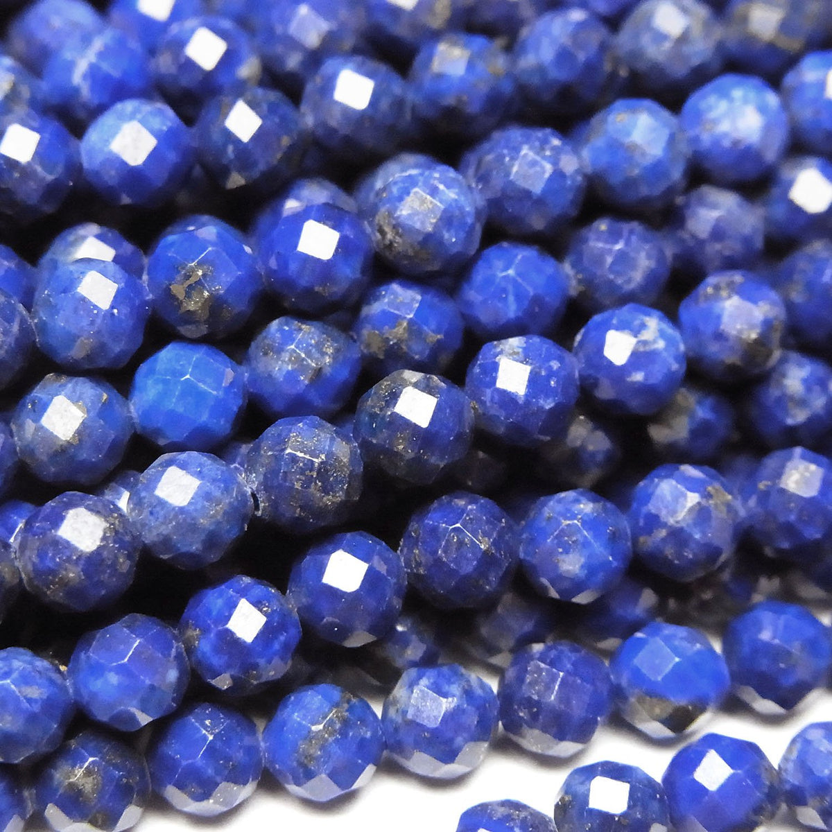 Haute qualité ! Perles rondes à facettes Lapis-Lazuli AA++ 4mm 1 brin (env. 15 pouces/37 cm)