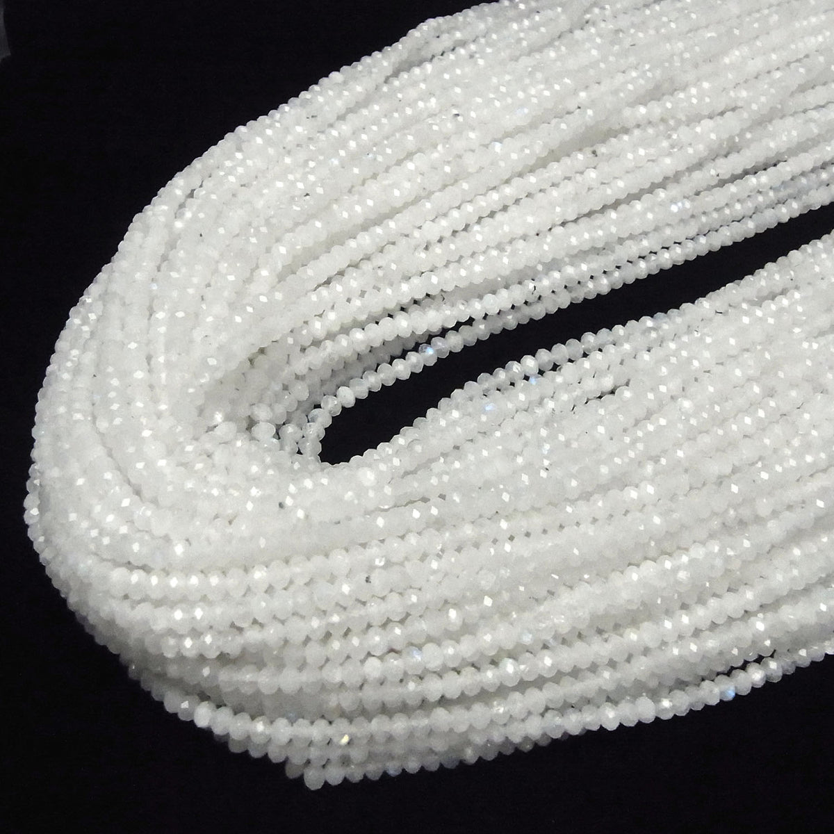 High Quality! Rainbow Moonstone AAA- Faceted Button Rondelle 4x4x2.5mm half or 1strand beads (aprx.15inch/37cm)