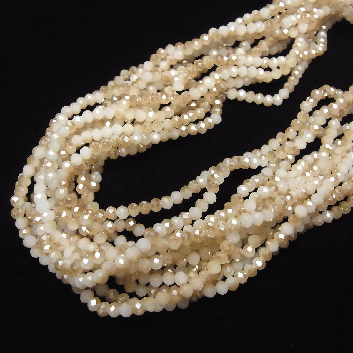 Glass Beads Faceted Button Rondelle 3x3x2mm Champagne Half Coating 1strand beads (aprx.12inch/29cm)