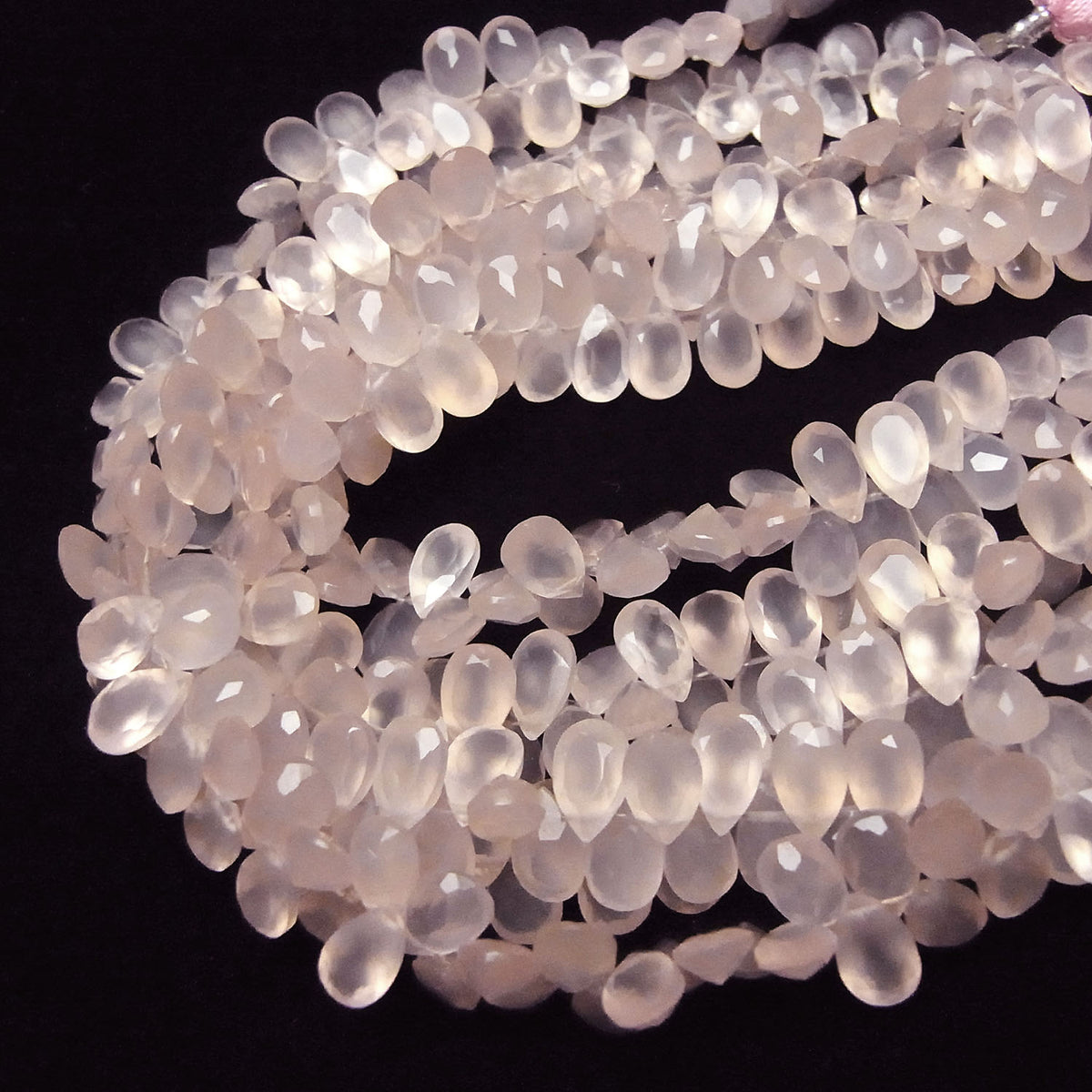 High Quality Pink Chalcedony AAA Pear shape Faceted 8 x 5 x 3 mm 1/4 or 1strand beads (aprx.7 inch / 17 cm)
