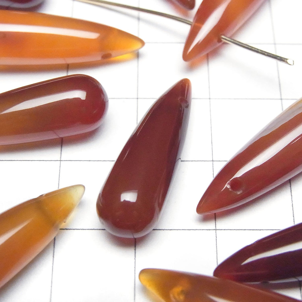 Carnelian Drop (Smooth) 25x8mm 2pcs