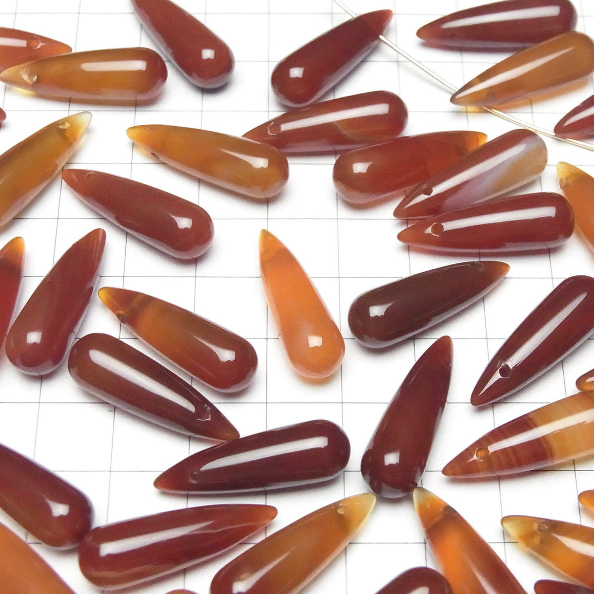 Carnelian Drop (Smooth) 25x8mm 2pcs