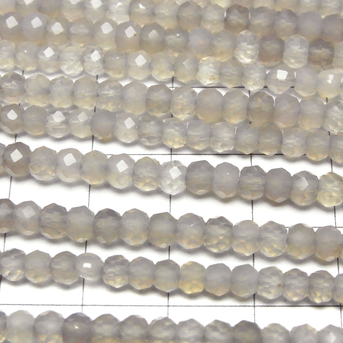 High Quality! Gray Onyx AAA Faceted Button Rondelle 4x4x3mm 1strand beads (aprx.15inch/38cm)