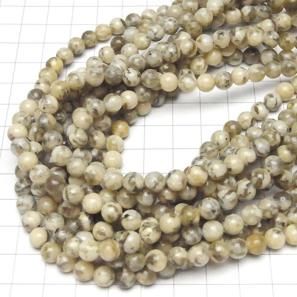 Graphic Granite Round 6mm 1strand beads (aprx.15inch / 37cm)