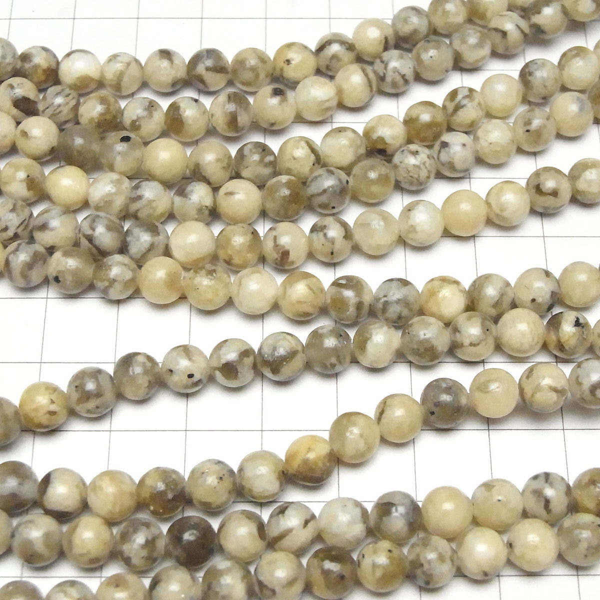 Graphic Granite Round 6mm 1strand beads (aprx.15inch / 37cm)