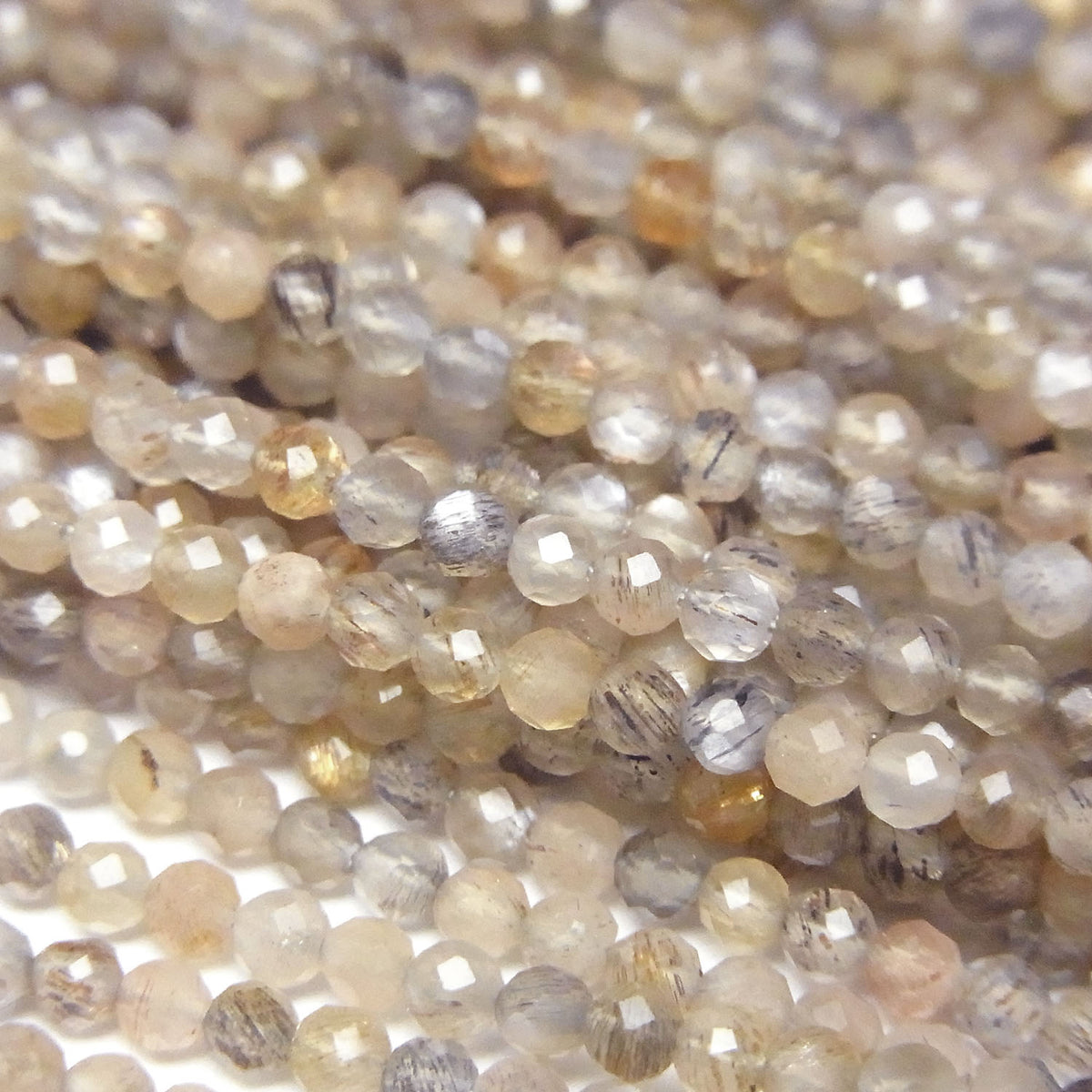Silver & Golden Sheen Multicolor Moonstone AAA Faceted Round 2mm 1-strand beads (approx. 15 inches/37 cm) High Quality!
