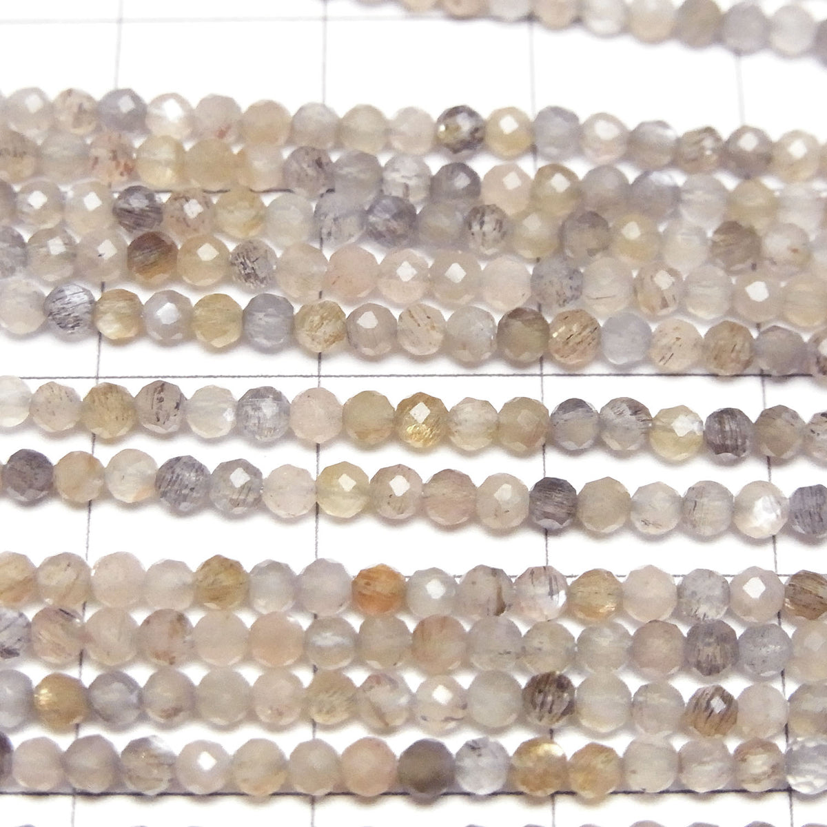 Silver & Golden Sheen Multicolor Moonstone AAA Faceted Round 2mm 1-strand beads (approx. 15 inches/37 cm) High Quality!