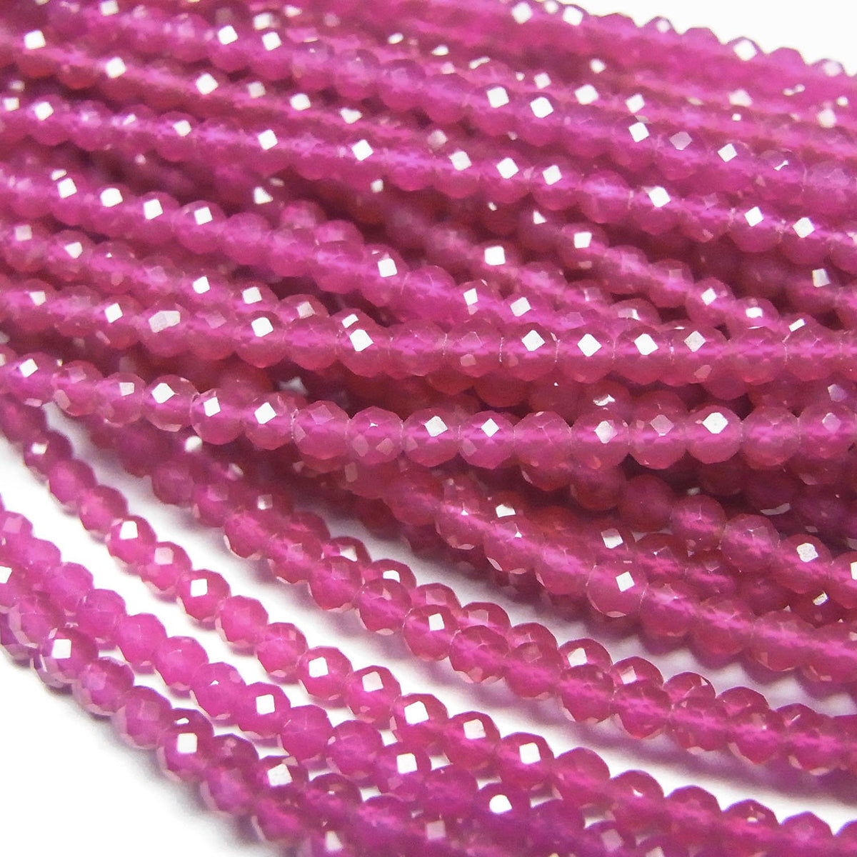 High Quality! Synthetic Ruby AAA Faceted Round 2mm Necklace