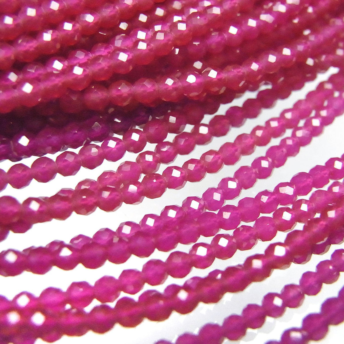 High Quality! Synthetic Ruby AAA Faceted Round 2mm Necklace