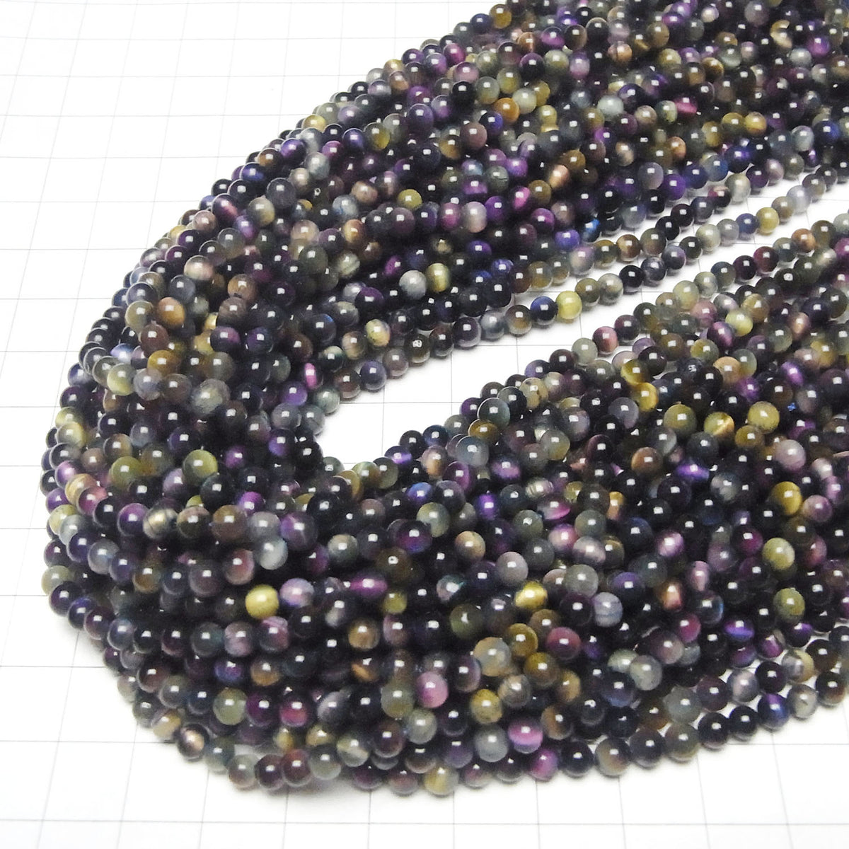 Mix Tiger's Eye AAA- Round 4mm 1strand beads (aprx.15inch / 36cm)