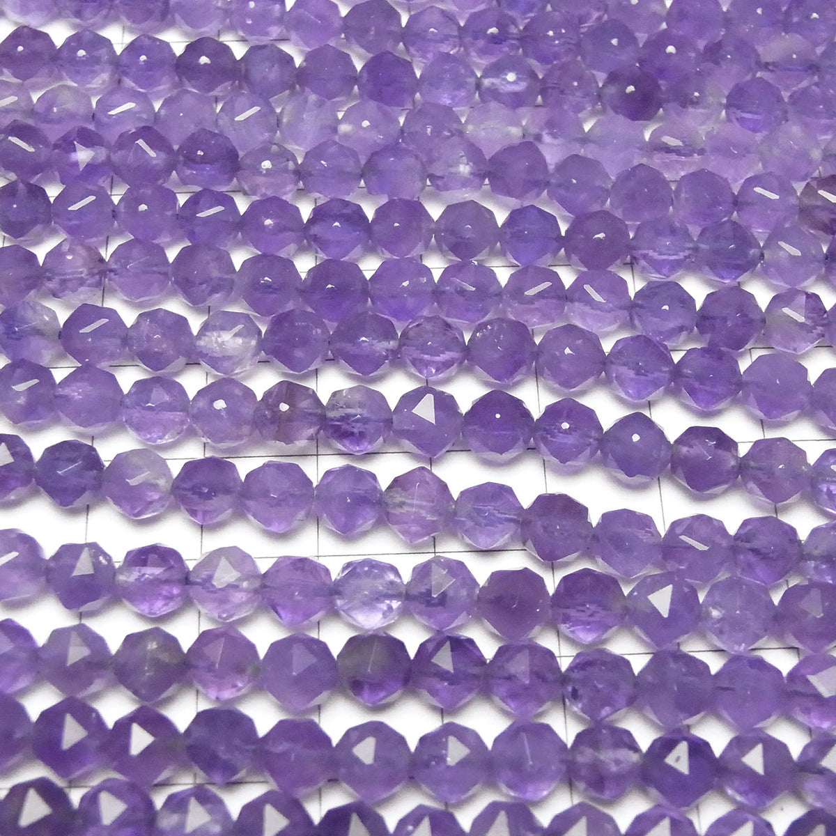 Haute qualité ! Améthyste AA+ facettée en étoile, ronde 6 mm, perles demi ou 1 fil (environ 36 cm)