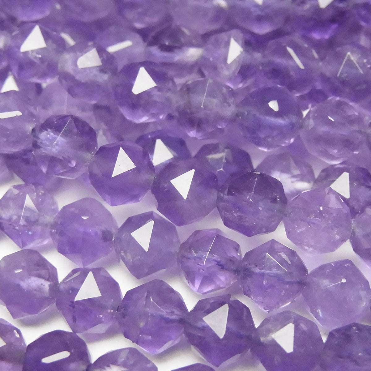 高品質！ 紫水晶 AA+ 星形刻面圓珠 6mm 半串或 1 串 (約 15 英寸 / 36 公分)