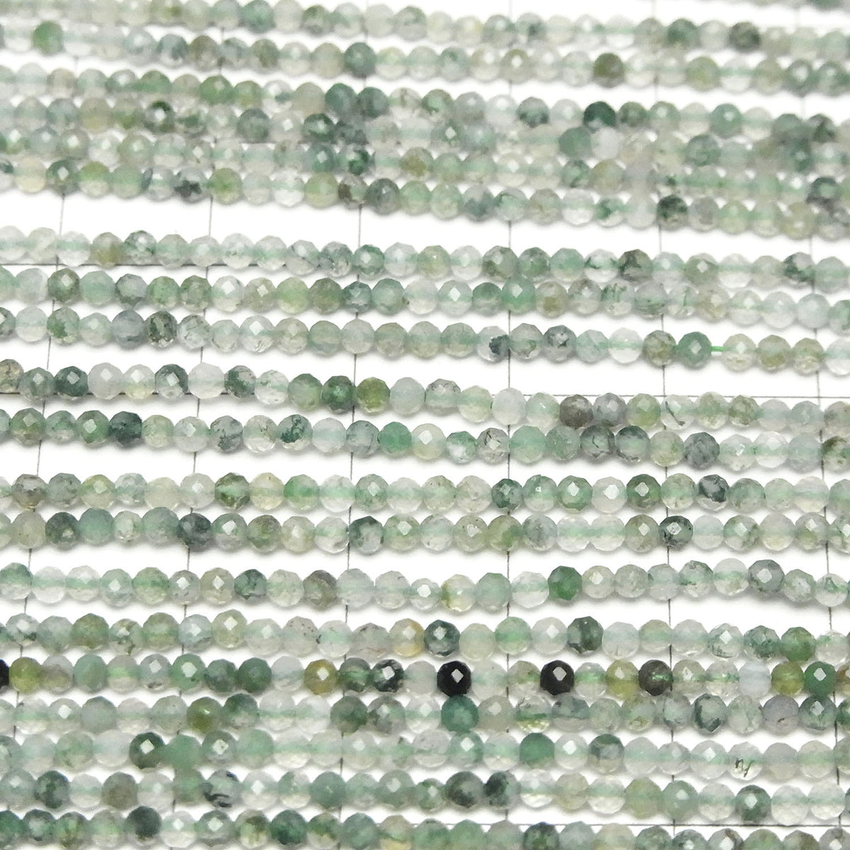 High Quality! Moss Agate AAA Faceted Round 2mm 1strand beads (aprx.15inch/37cm)