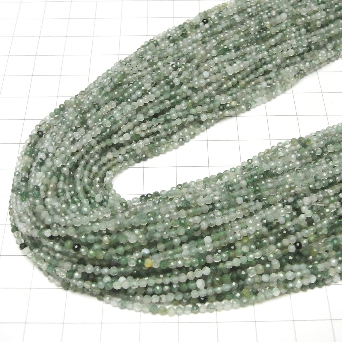 High Quality! Moss Agate AAA Faceted Round 2mm 1strand beads (aprx.15inch/37cm)