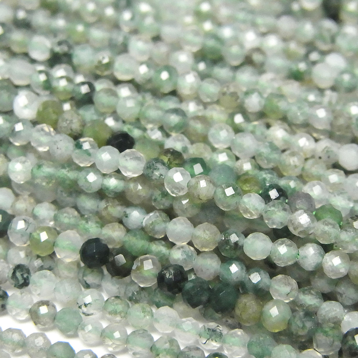High Quality! Moss Agate AAA Faceted Round 2mm 1strand beads (aprx.15inch/37cm)