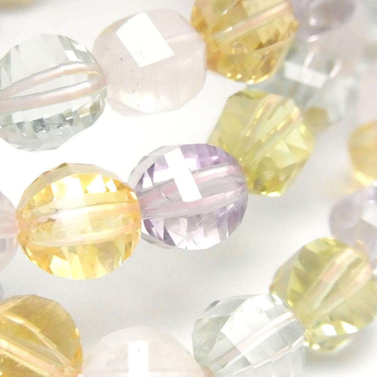 Perles de qualité supérieure en pierres mélangées AAA, facettées miroir, rondes 10 mm, 1 fil (Bracelet)