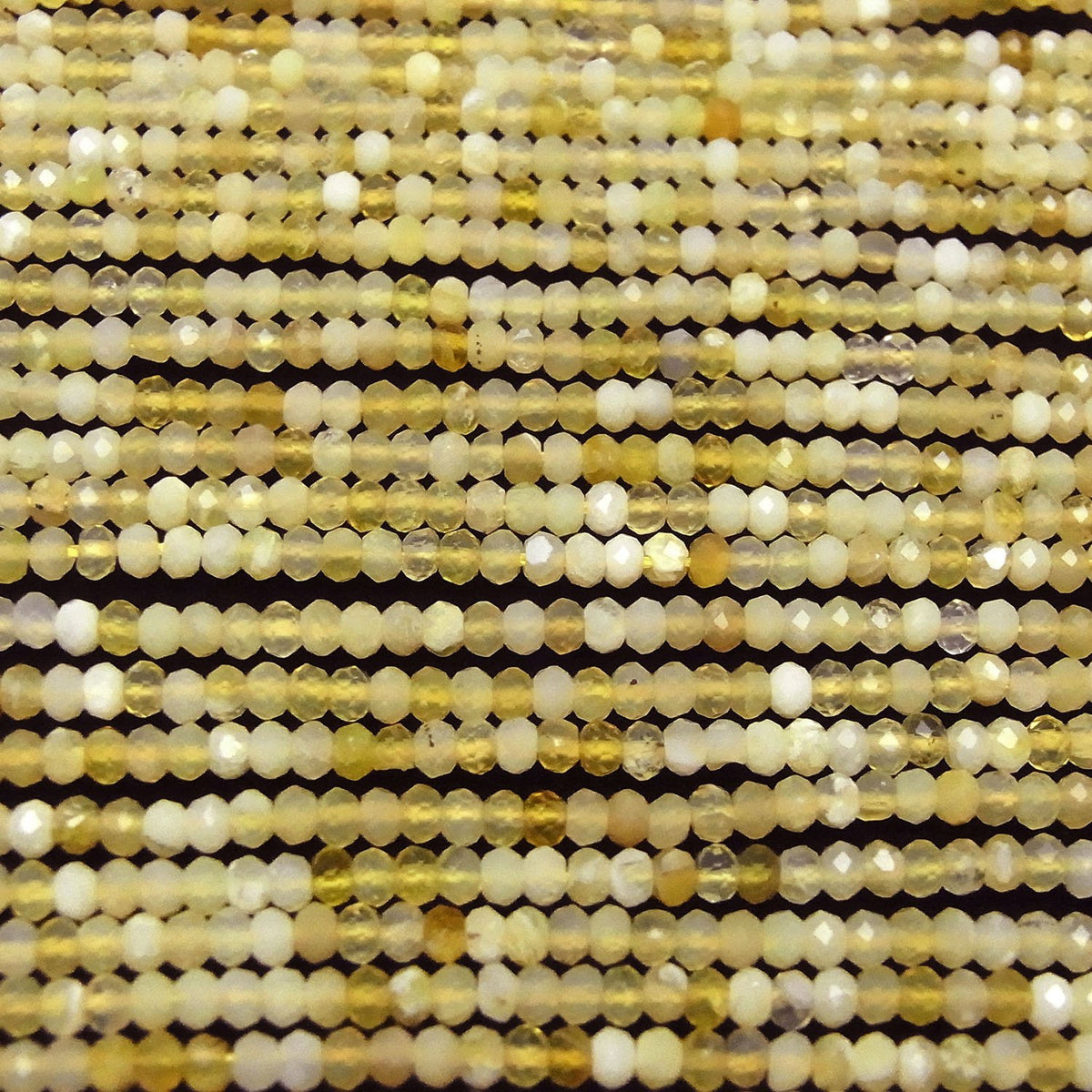 高品質！黃色蛋白石 AA++ 刻面鈕扣圓珠 3.5x3.5x2mm 1串珠子 (約15英寸/38公分)
