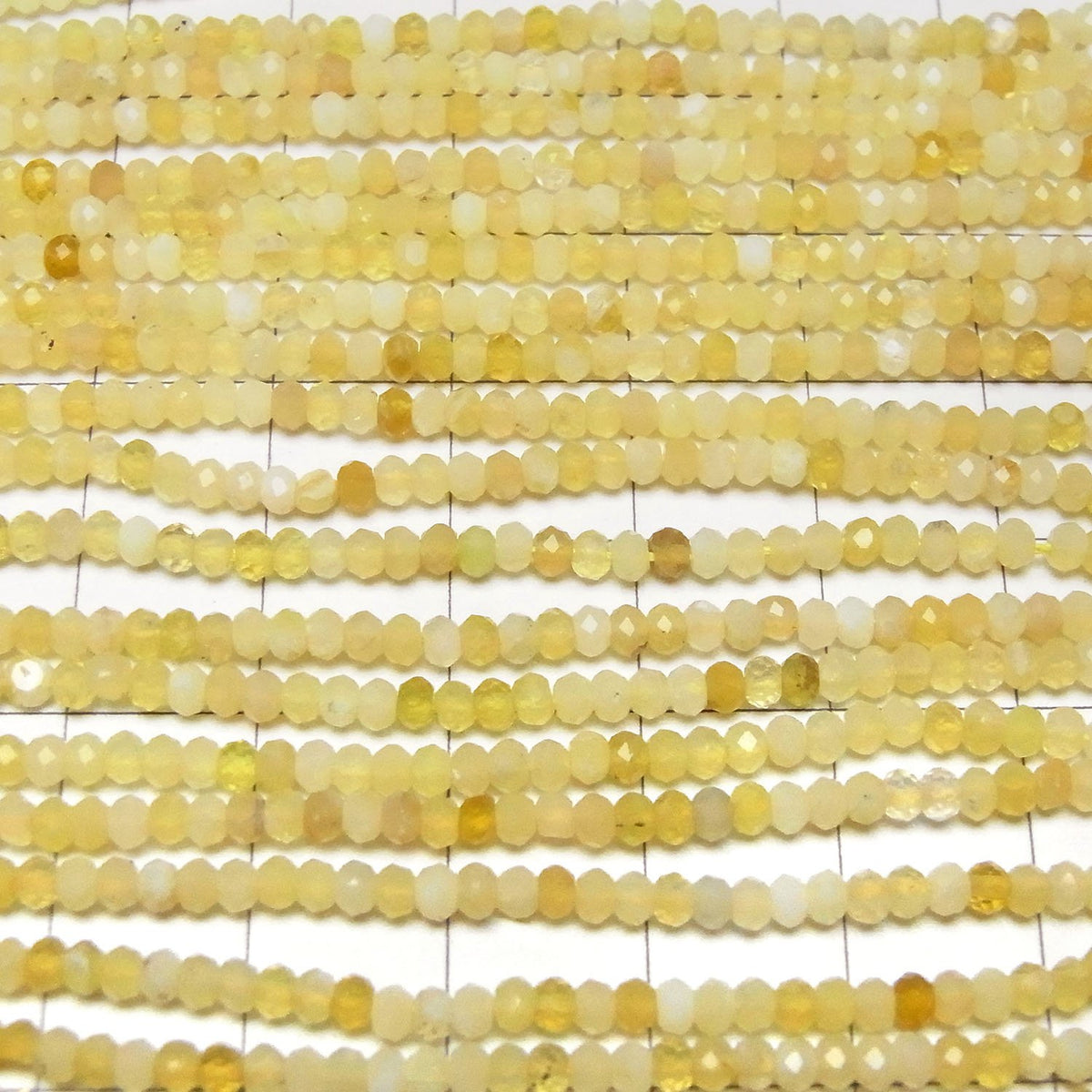 高品質！黃色蛋白石 AA++ 刻面鈕扣圓珠 3.5x3.5x2mm 1串珠子 (約15英寸/38公分)