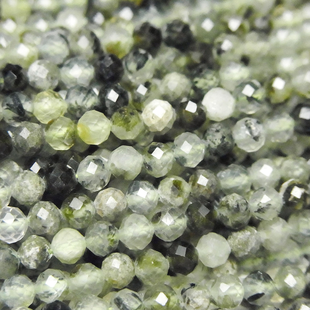 High Quality! Prehnite AA Faceted Round 3mm 1strand beads (aprx.15inch/37cm)