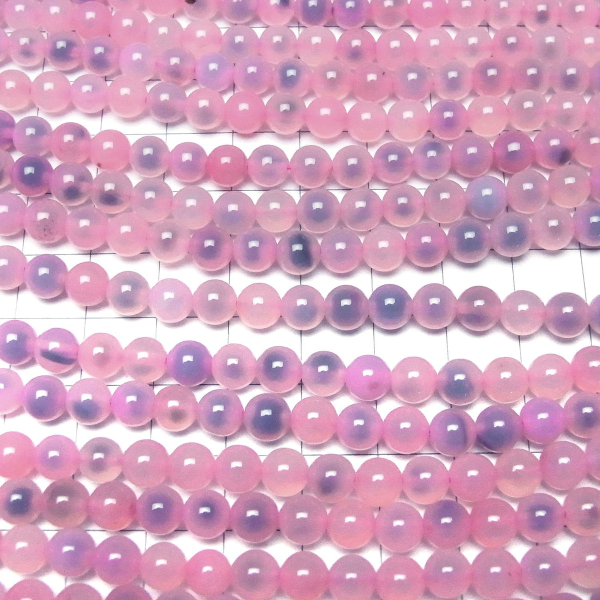 粉紅色木薯瑪瑙圓珠 6mm 1串珠子 (約14英吋/35公分)