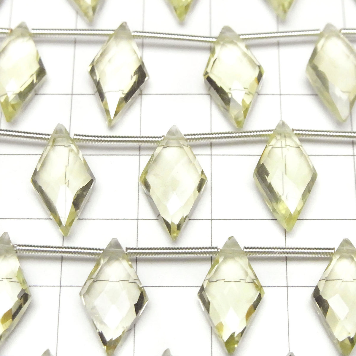 Perles en quartz citron de haute qualité, forme diamant AAA 17x9mm, 1 rang (8 perles)