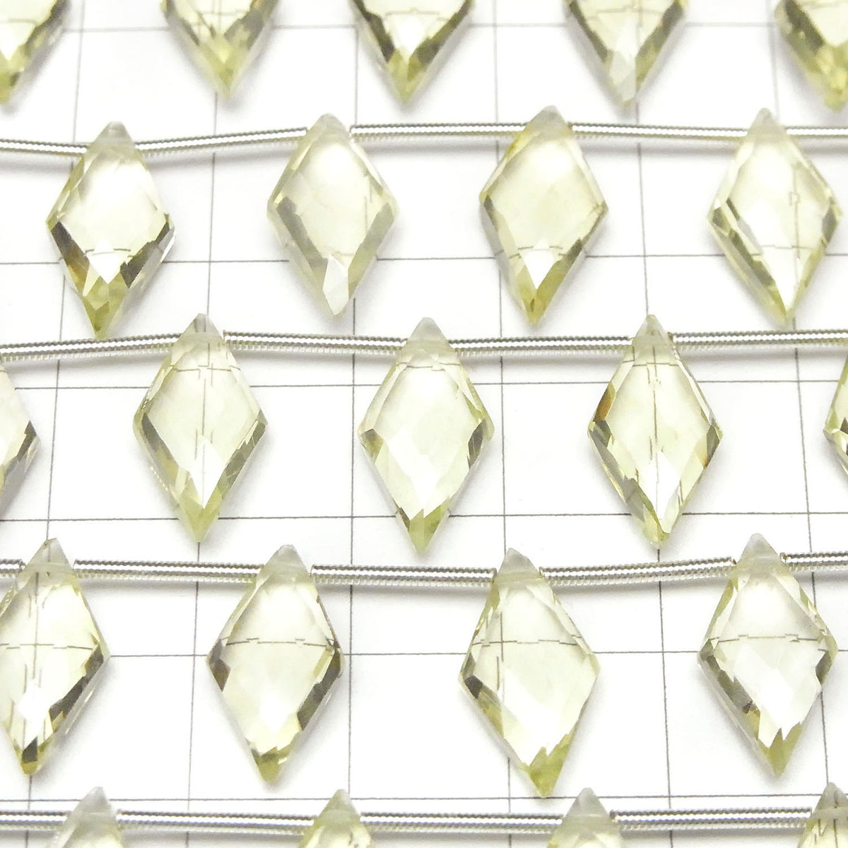 Perles en quartz citron de haute qualité, forme diamant AAA 17x9mm, 1 rang (8 perles)