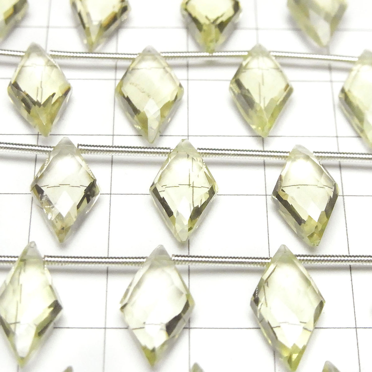 Perles en quartz citron de haute qualité, forme diamant AAA 17x9mm, 1 rang (8 perles)