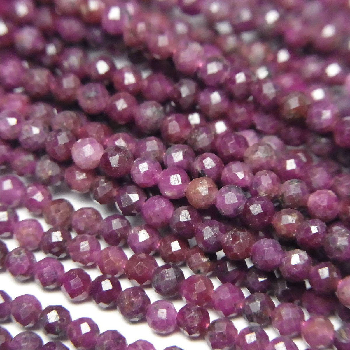 High Quality! Indian Ruby AA+ Faceted Round 2.5mm 1strand beads (aprx.15inch/37cm)