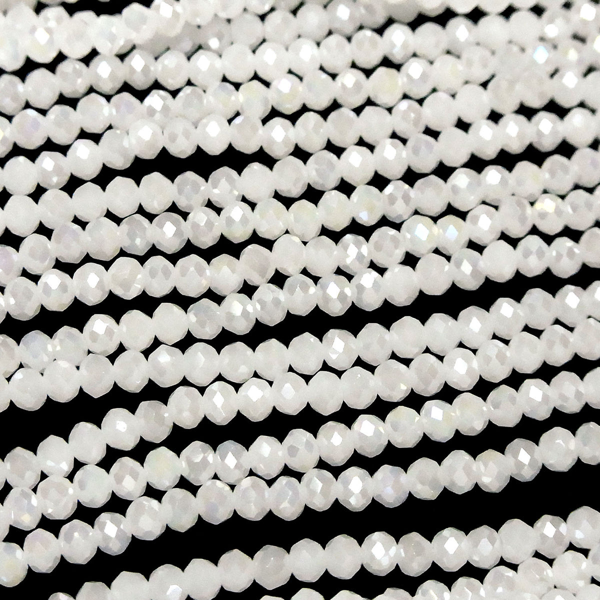 1strand $1.79! Glass Beads Faceted Button Rondelle 4 x 4 x 3 mm White No.2 AB 1strand beads (aprx.17 inch / 43cm)