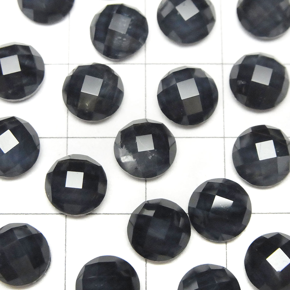 Œil de Tigre Bleu x Cristal de Quartz AAA Rond Facetté Cabochon 8x8mm 3pcs