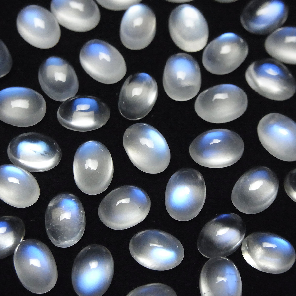 高品質寶藍色月光石 AAA 橢圓形素面 7x5mm 4顆