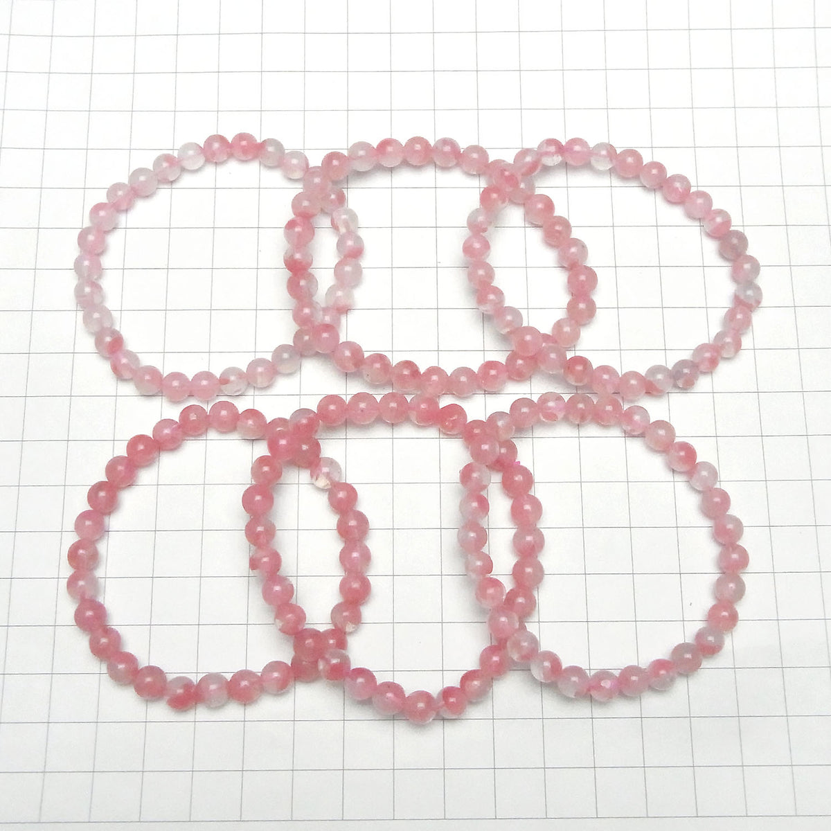 Rhodonite Silica AAA- Round 6.5mm Bracelet
