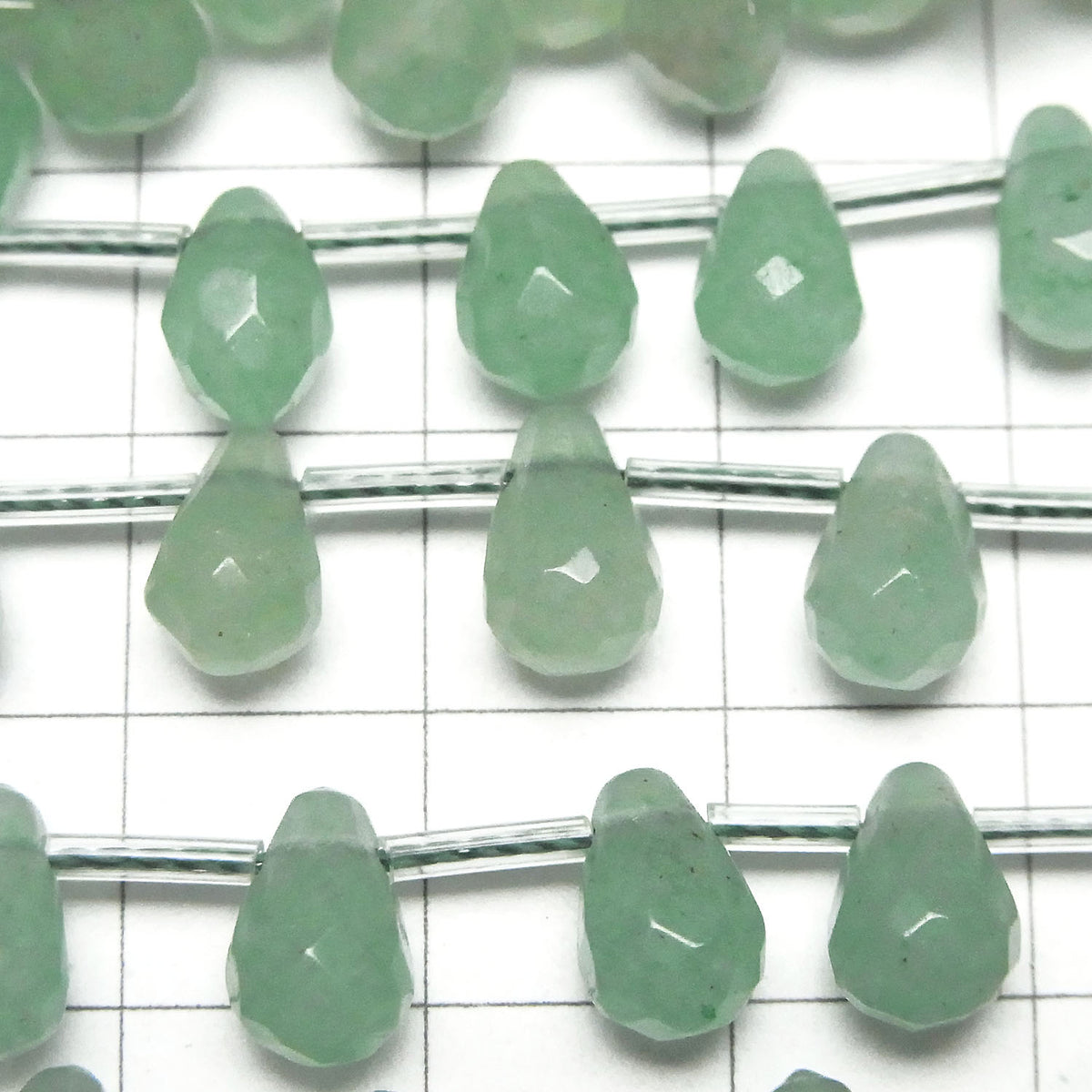 Aventurine Verte Goutte Facettée 9x6x6mm demi ou 1 fil perles (env. 16inch/40cm)