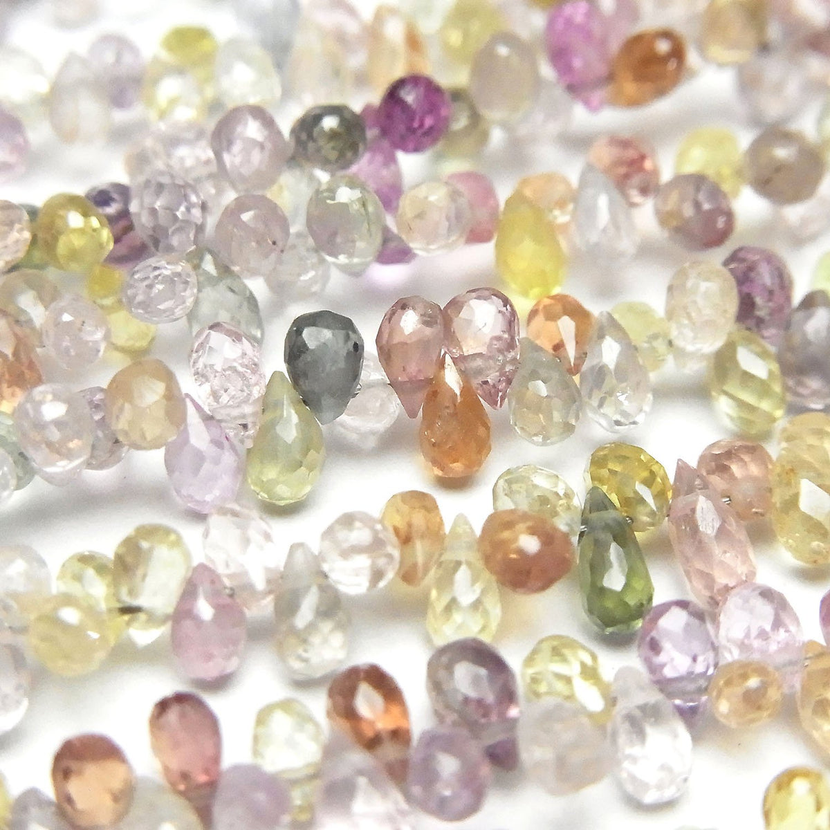 High Quality Multicolor Sapphire AAA- Drop Faceted Briolette Half or 1strand beads (approx. 7 inches/18 cm)