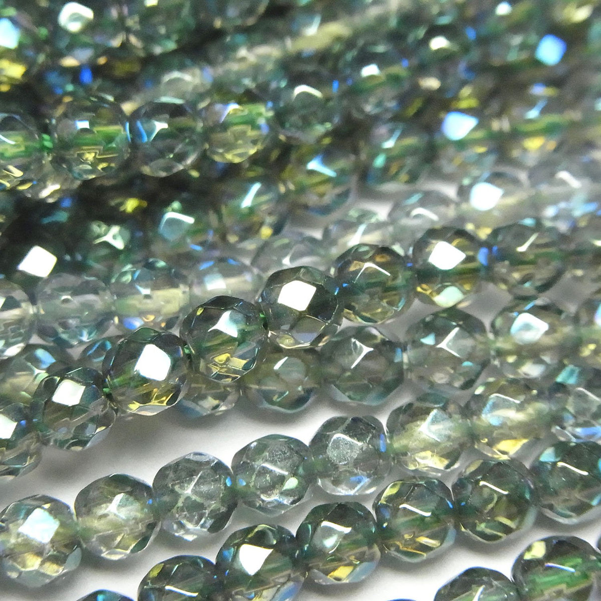 Green flash Crystal Quartz 32 Faceted Round 4 mm half or 1strand beads (aprx. 15 inch / 37 cm)