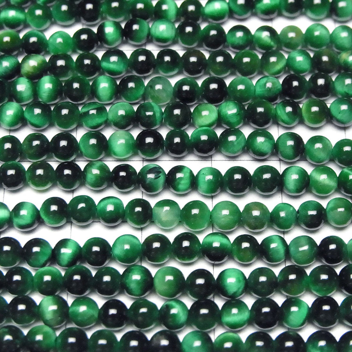 Œil de tigre vert AAA, rond, 4 mm, 1 fil (environ 15 pouces/36 cm)