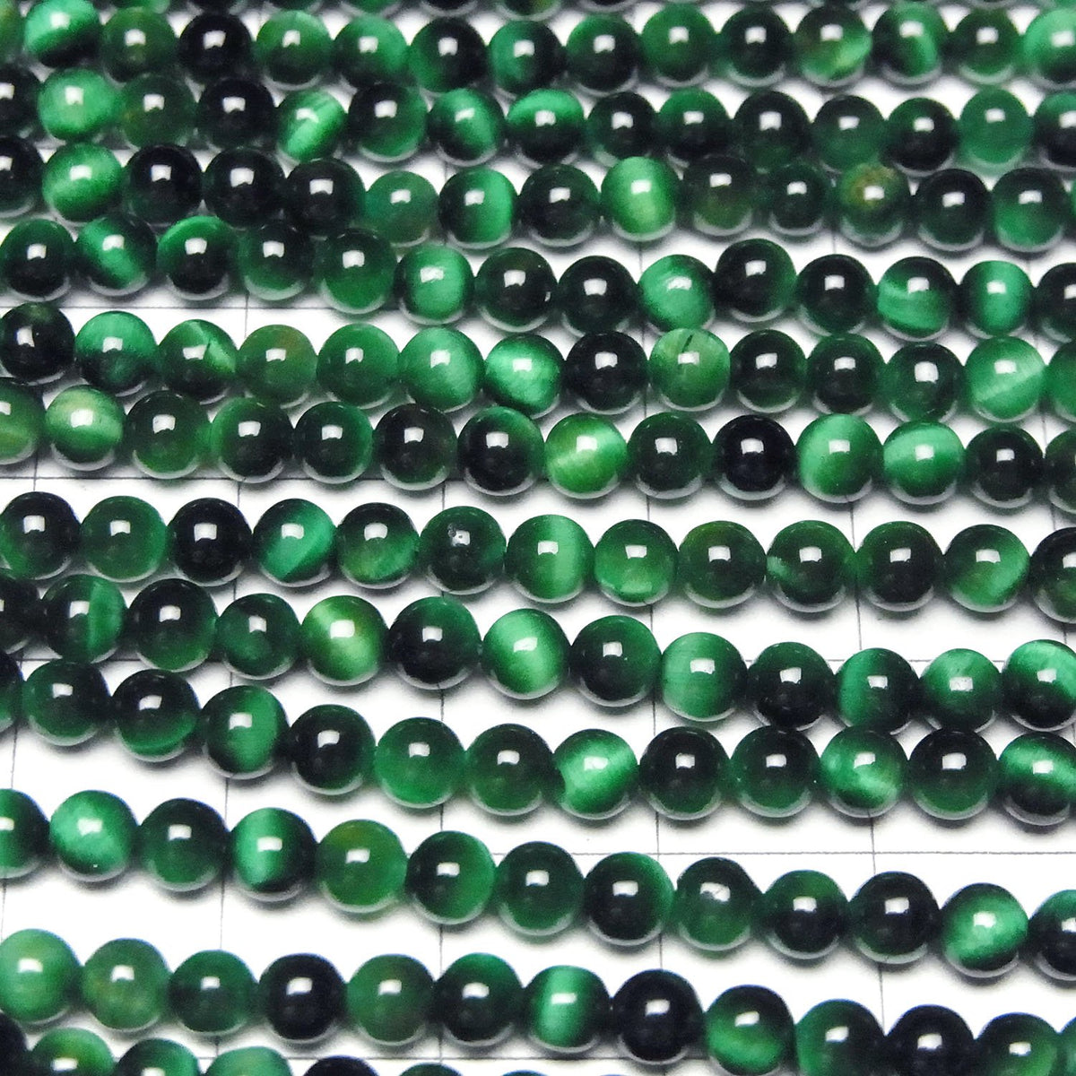 Œil de tigre vert AAA, rond, 4 mm, 1 fil (environ 15 pouces/36 cm)