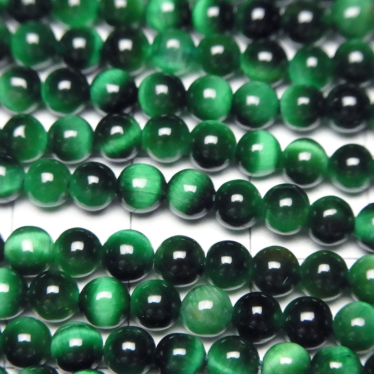 Œil de tigre vert AAA, rond, 4 mm, 1 fil (environ 15 pouces/36 cm)