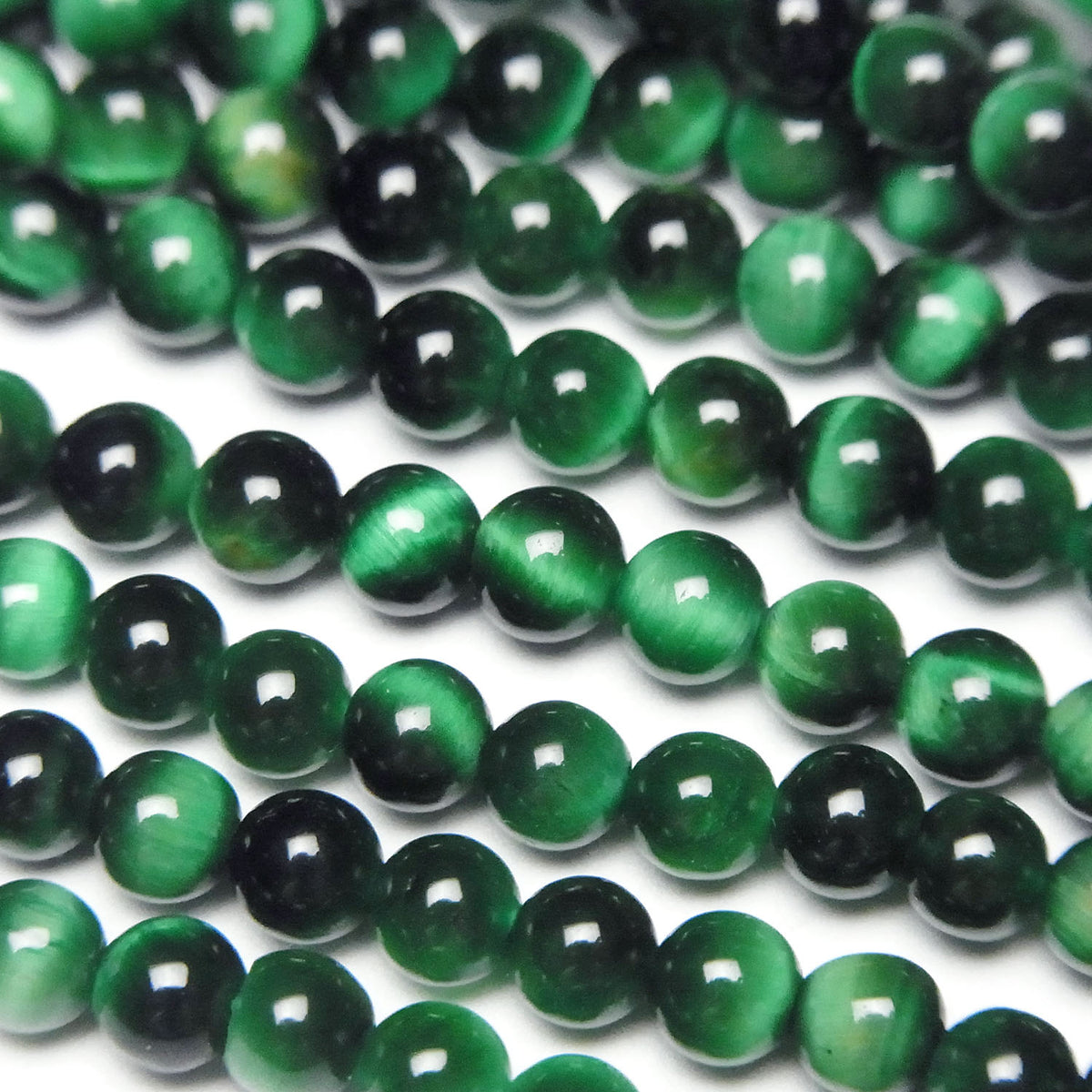 Œil de tigre vert AAA, rond, 4 mm, 1 fil (environ 15 pouces/36 cm)