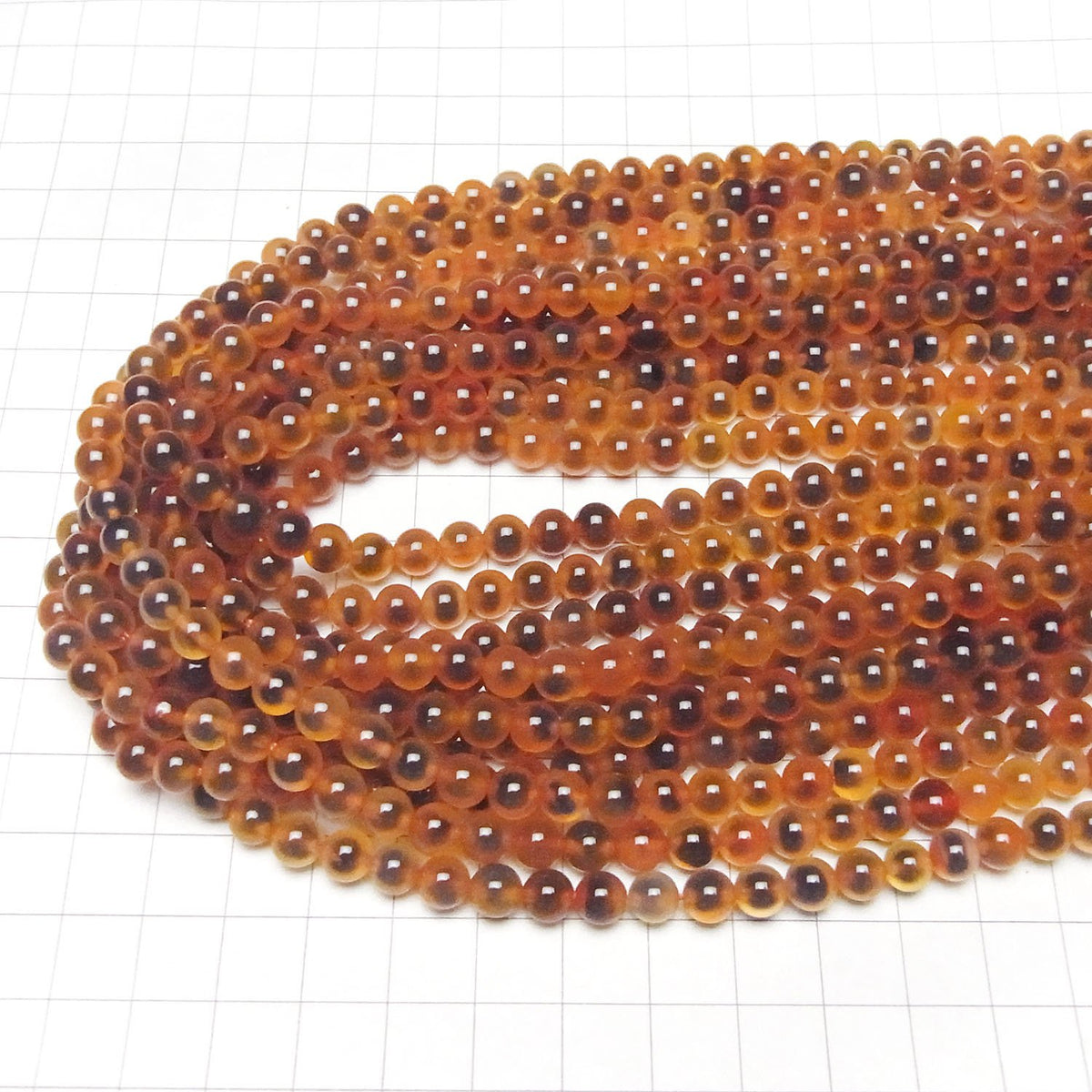 Perles rondes d'agate tapioca de couleur orange 6mm 1fil (environ 35cm/14pouces)