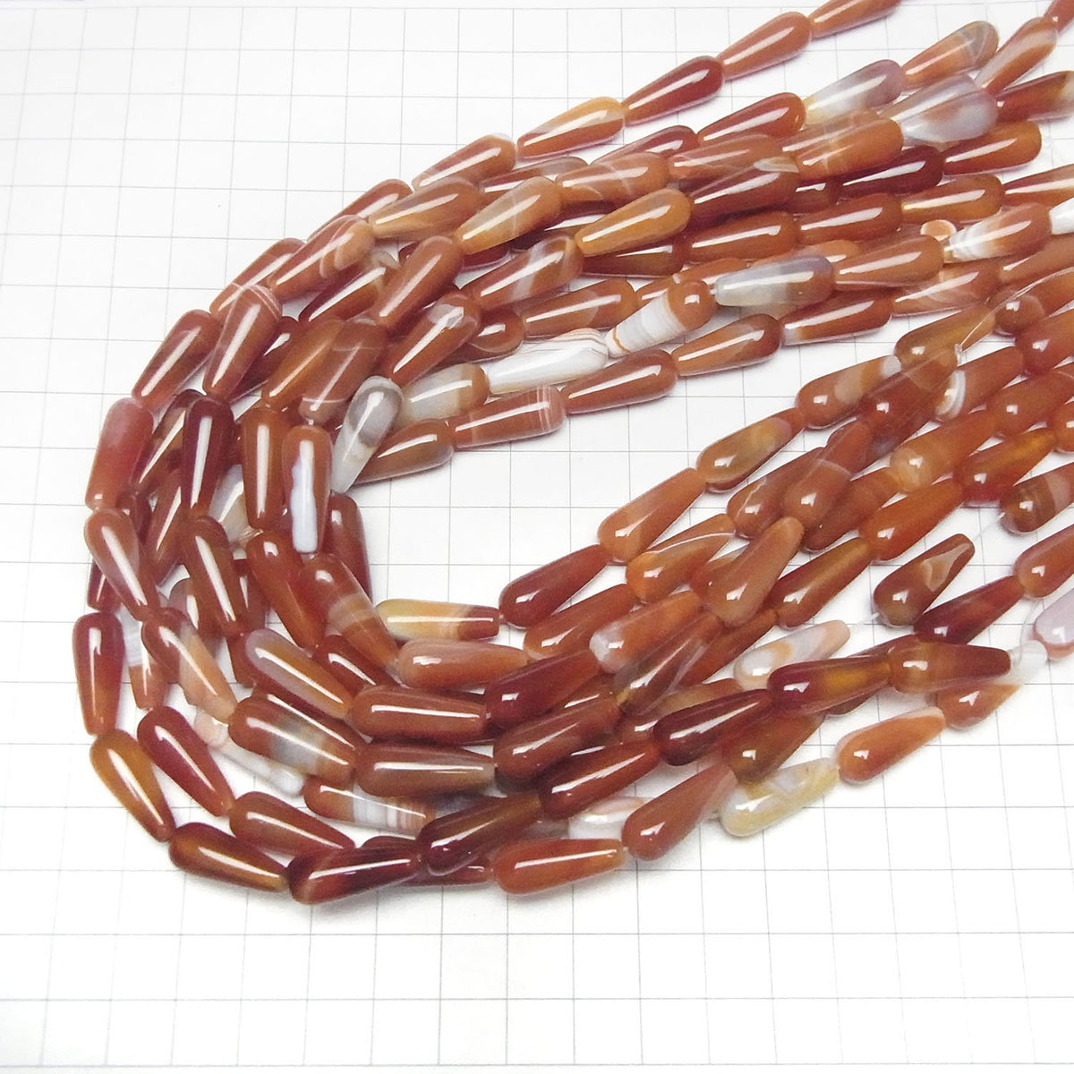 Cornaline, Sardoine Trou vertical Goutte (Lisse) 20x8x8mm 1 fil de perles (env. 15 pouces/36 cm)