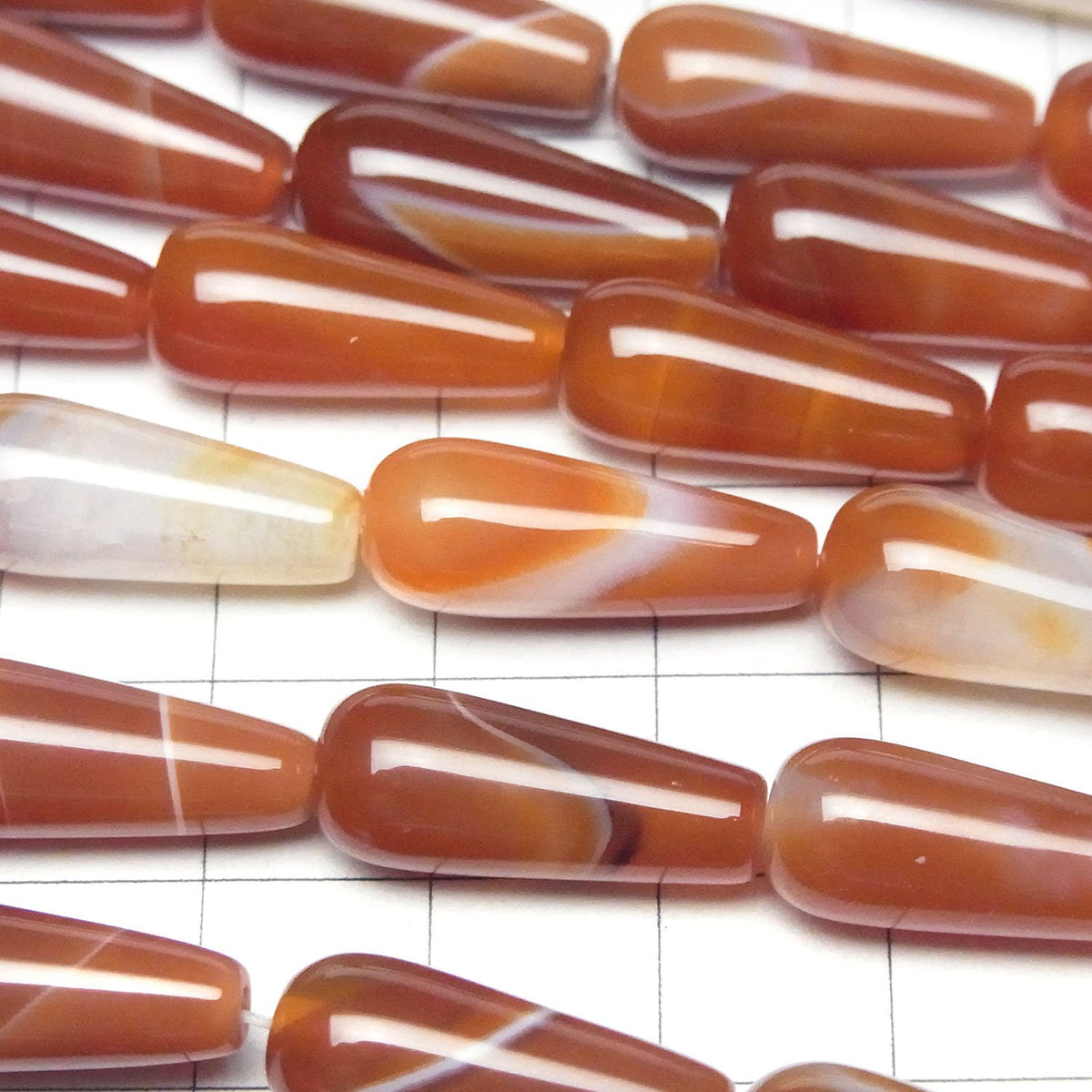 Carnelian, Sardonyx Vertical Hole Drop (Smooth) 20x8x8mm 1strand beads (aprx.15inch/36cm)