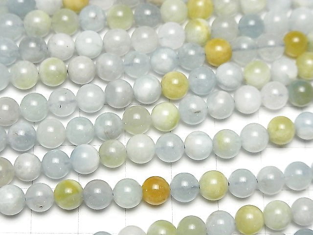 [Video] Multi color Aquamarine AA Round 6mm 1strand beads (aprx.15inch/37cm)