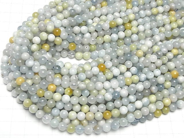 [Video] Multi color Aquamarine AA Round 6mm 1strand beads (aprx.15inch/37cm)