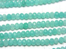 [Video] High Quality! Amazonite Silica AA++ Faceted Button Rondelle 3x3x2mm 1strand beads (aprx.15inch/36cm)