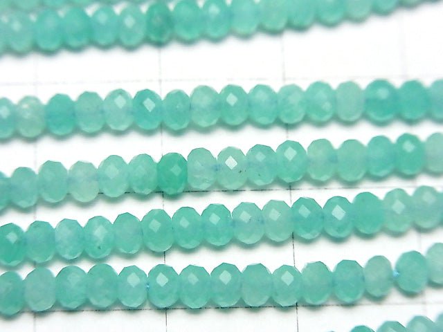 [Video] High Quality! Amazonite Silica AA++ Faceted Button Roundel 3x3x2mm 1strand beads (aprx.15inch/36cm)