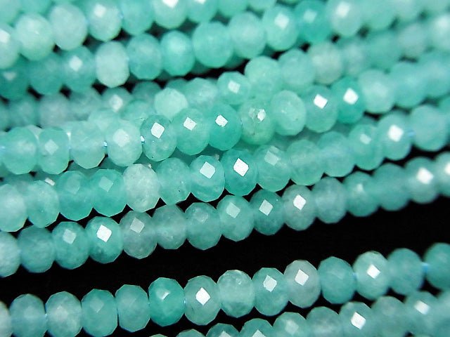 [Video] High Quality! Amazonite Silica AA++ Faceted Button Roundel 3x3x2mm 1strand beads (aprx.15inch/36cm)