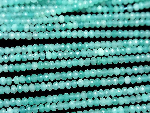 [Video] High Quality! Amazonite Silica AA++ Faceted Button Roundel 3x3x2mm 1strand beads (aprx.15inch/36cm)