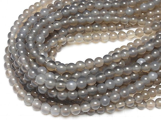 1strand $6.79! Gray Onyx AAA Round 8mm [2mm hole] 1strand beads (aprx.14inch / 35cm)